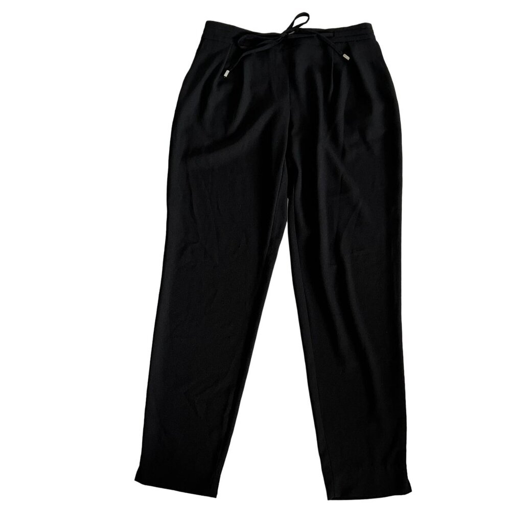 ZARA Black Drawstring Pleated Front Jogger Pants Women's Small